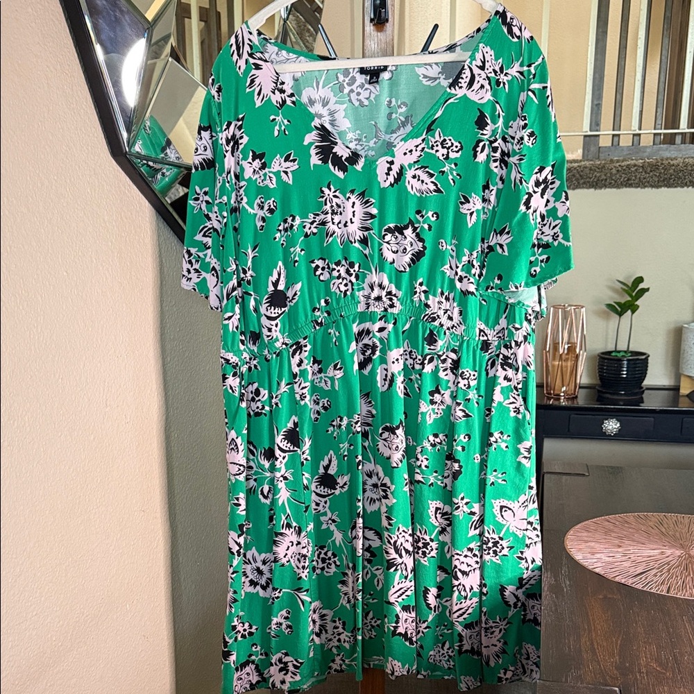 Torrid Green Floral Mini Dress